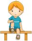 Nephew sitting on a park bench