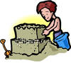 Boy building a sandcastle