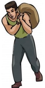 Man carrying a heavy bag